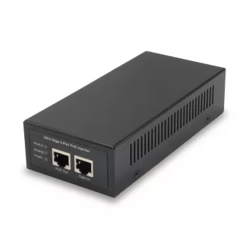 Injetor PoE Gigabit LevelOne, 60 W, 802.3at/af PoE, Gigabit Ethernet, 10,100,1000 Mbit/s, IEEE 802.3af, IEEE 802.3at, IEEE 802.3bt, preto, alimentação, 60 W
