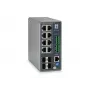 LevelOne IGP-1271 TURING switch industrial gerido L3 Lite Gigabit PoE+, 12 portas (8 x PoE+, 4 x SFP), 240 W, calha DIN, DC