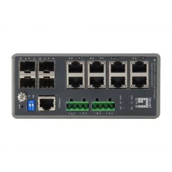 Switch Industrial Gigabit Gerido L3 Lite LevelOne TURING 12 portas, 4 x SFP, calha DIN, -40 °C a 75 °C