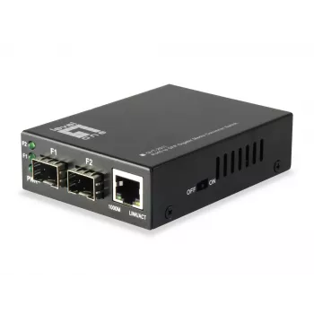 Switch Conversor de Meios LevelOne RJ45 para SFP Gigabit, 2 x SFP, 1 x RJ45