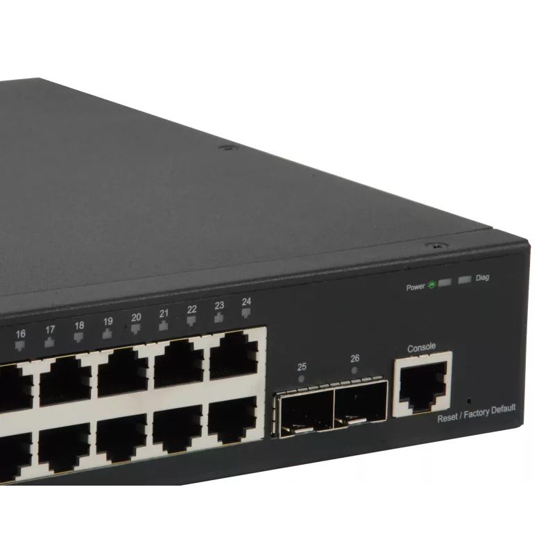 Switch gerido L2 Gigabit LevelOne KILBY 26 portas, 2 x 10GbE SFP+