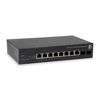 Switch PoE Gigabit Web Smart LevelOne de 10 portas, 8 saídas PoE, 2 x Gigabit SFP, 70W
