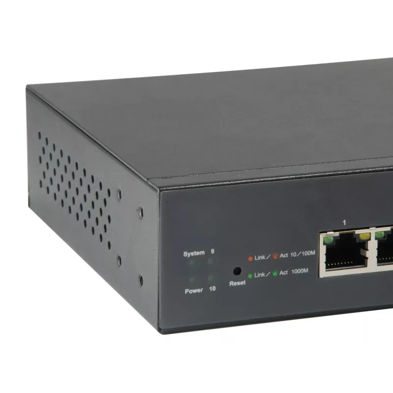 Switch PoE Gigabit Web Smart LevelOne de 10 portas, 8 saídas PoE, 2 x Gigabit SFP, 70W