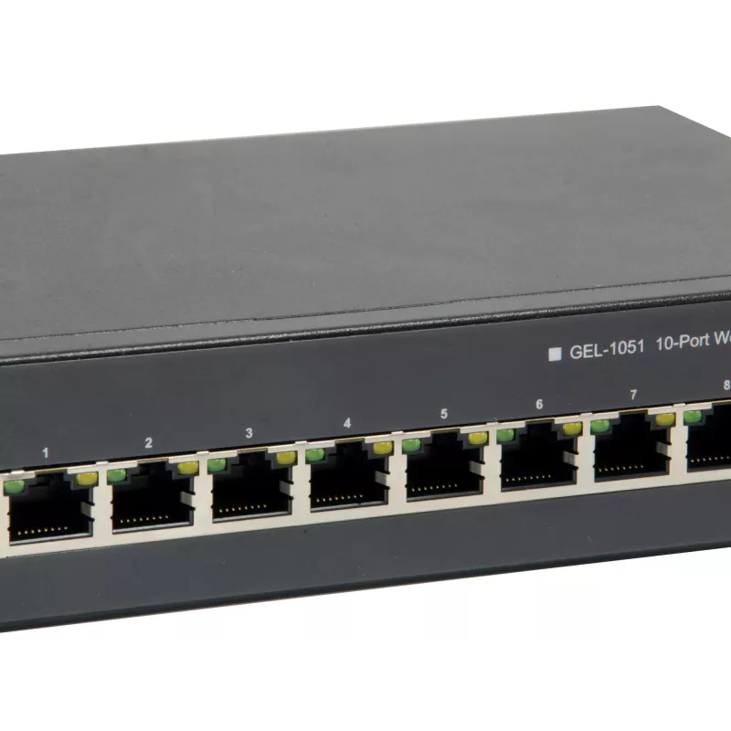Switch PoE Gigabit Web Smart LevelOne de 10 portas, 8 saídas PoE, 2 x Gigabit SFP, 70W