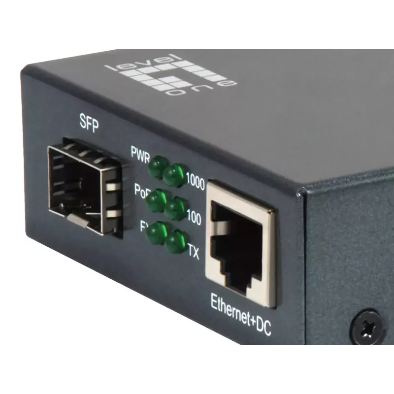 Conversor de mídia Gigabit LevelOne RJ45 para SFP, PoE PSE