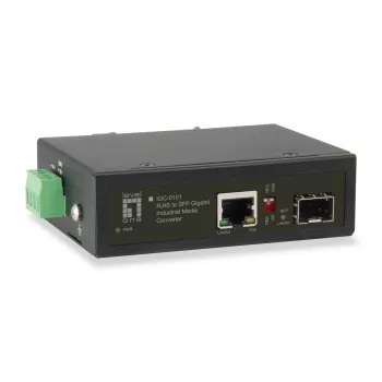 Conversor de mídia industrial Gigabit LevelOne RJ45 para SFP, 1 saída PoE