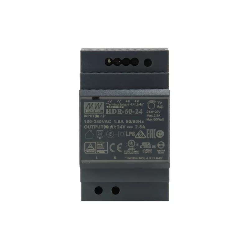 Fonte de alimentação industrial 24V DC LevelOne, 60W, calha DIN