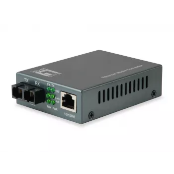 Conversor de mídia Fast Ethernet LevelOne RJ45 para SC, fibra monomodo, 1550 nm, 80 km