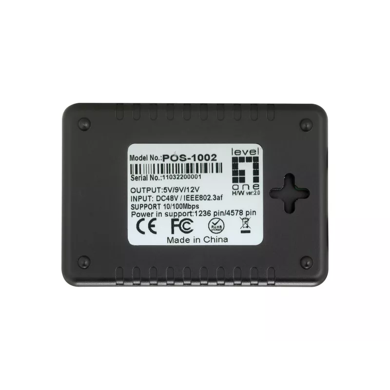 Splitter PoE Fast Ethernet LevelOne, 802.3af PoE, saída 5-12V DC