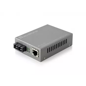 Conversor de mídia Fast Ethernet gerido LevelOne RJ45 para SC, fibra monomodo, 20 km