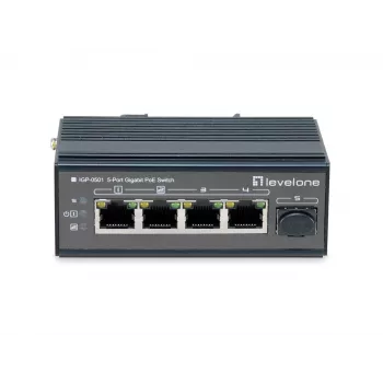 Switch industrial Gigabit LevelOne 5 portas, calha DIN, -30 °C a 65 °C