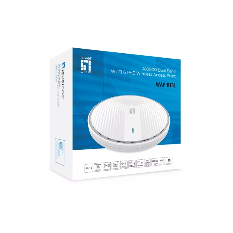 Ponto de acesso sem fios LevelOne AX1800 Dual Band Wi-Fi6 2.4GHz 5GHz