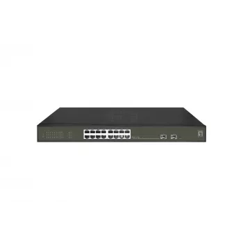 LevelOne Hilbert Switch Smart Lite Gigabit PoE de 18 Portas, 16 Saídas PoE, 2 x Gigabit SFP, 802.3at/af PoE, Orçamento PoE de 230 W