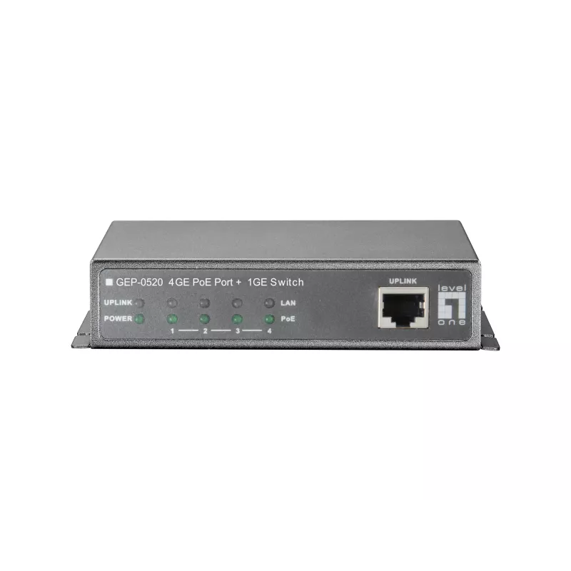 LevelOne Switch PoE Gigabit de 5 Portas, 61,6 W, 802.3af PoE, 4 Saídas PoE, Fonte de Alimentação Incluída