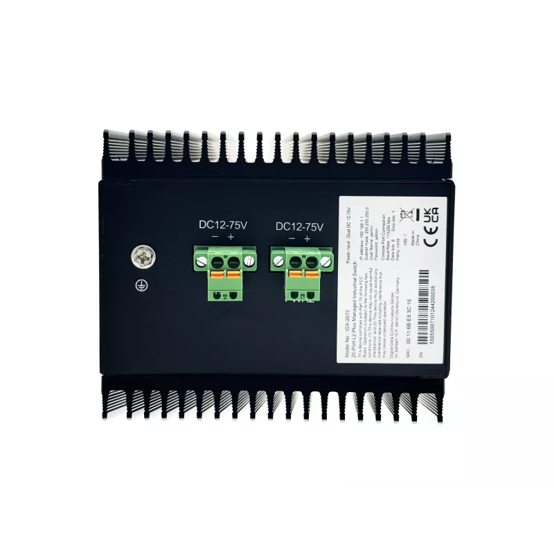 LevelOne Switch Industrial Gerido L2 Plus de 20 Portas, 8 x 1GbE RJ45, 8 x 1GbE SFP, 4 x 1/2.5/10GbE SFP+, Calha DIN, -40°C a 80°C