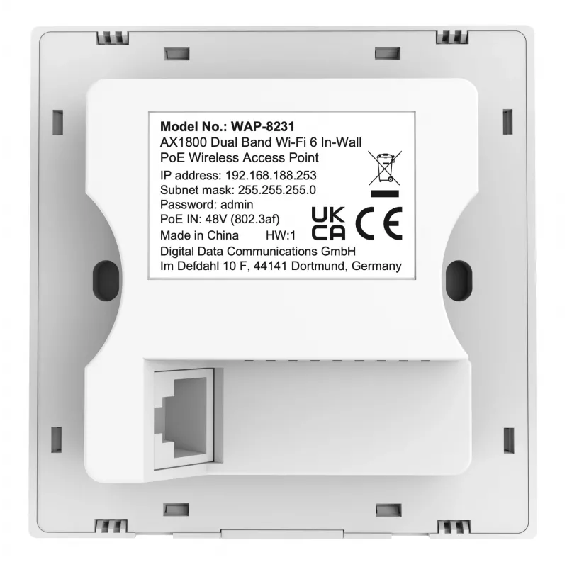 LevelOne Ponto de Acesso Wi-Fi PoE In-Wall AX1800 Dualband Wi-Fi 6