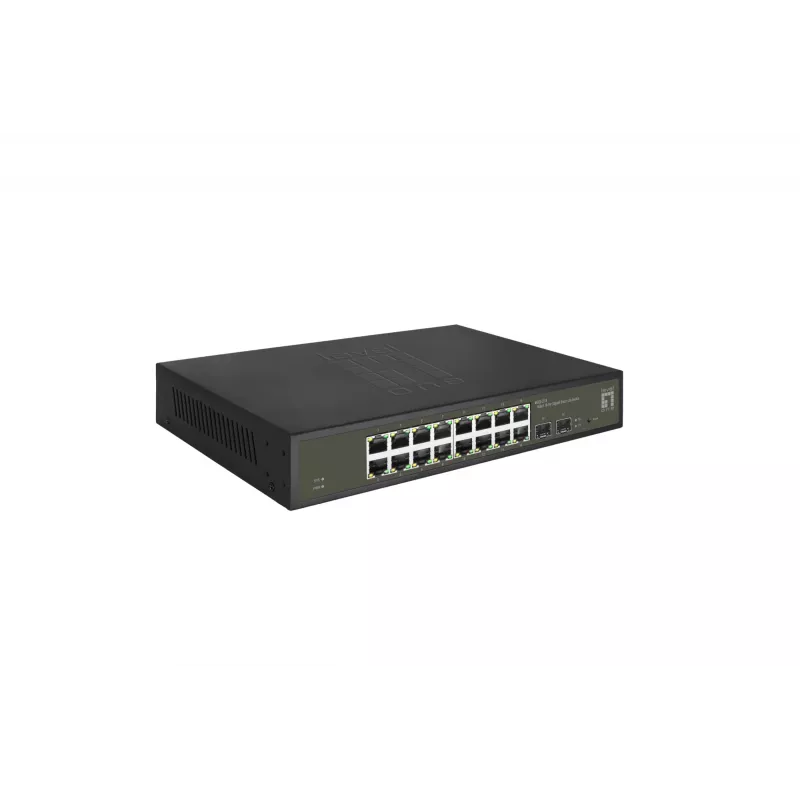 LevelOne Hilbert Switch Smart Lite Gigabit de 18 Portas, 16 x Gigabit RJ45, 2 x Gigabit SFP