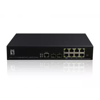 LevelOne KILBY Switch PoE Gerido L2 Gigabit de 10 Portas, 2 x SFP, 802.3at/af PoE, 125W, 8 Saídas PoE