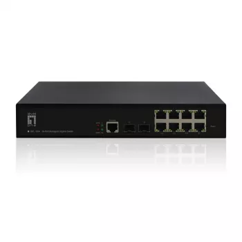 LevelOne KILBY Switch Gerido L2 Gigabit de 10 Portas, 2 x SFP, Gerido, L2, Gigabit Ethernet (10/100/1000), Montagem em Rack