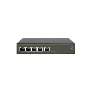 LevelOne Hilbert Switch Smart Lite PoE Gigabit de 5 Portas, 802.3at/af PoE, 4 Saídas PoE, Orçamento PoE de 60W