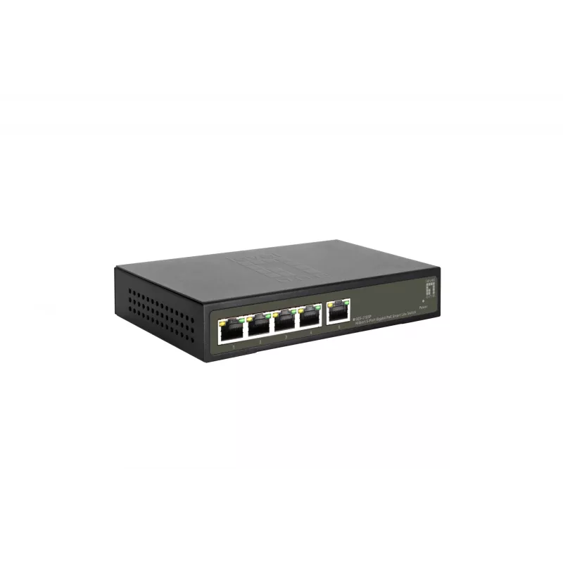 LevelOne Hilbert Switch Smart Lite PoE Gigabit de 5 Portas, 802.3at/af PoE, 4 Saídas PoE, Orçamento PoE de 60W
