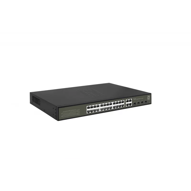 Switch Gerido LevelOne Hilbert PoE Gigabit de 28 Portas