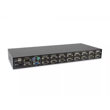 LevelOne Switch KVM PS/2-USB VGA 16 Portas, 2048 x 1536 píxeis, Montagem em rack, 1U, Preto