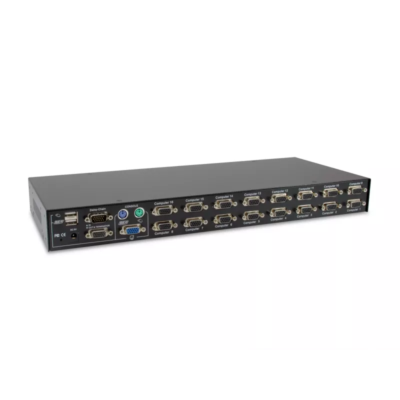LevelOne Switch KVM PS/2-USB VGA 16 Portas, 2048 x 1536 píxeis, Montagem em rack, 1U, Preto