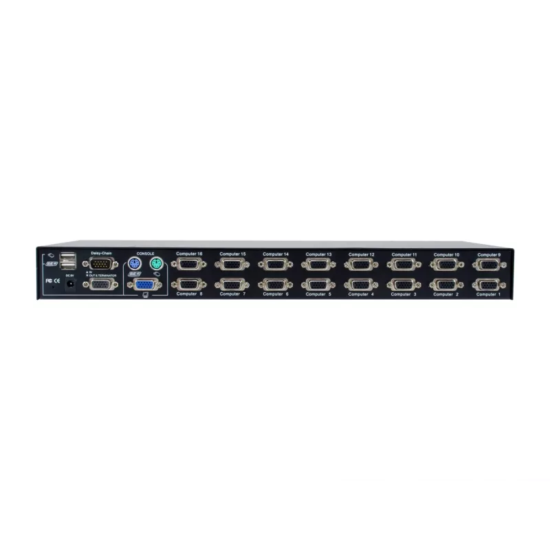 LevelOne Switch KVM PS/2-USB VGA 16 Portas, 2048 x 1536 píxeis, Montagem em rack, 1U, Preto