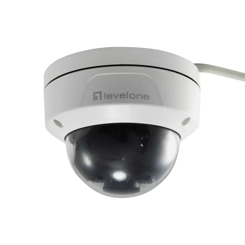 Câmara IP de rede fixa dome LevelOne GEMINI, 2 Megapixéis, H.265, à prova de vandalismo, 802.3af PoE, Interior/Exterior