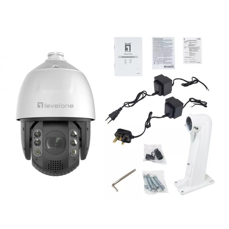 Câmara IP PTZ LevelOne FCS-4072 GEMINI, 4 MP, zoom 32x, H.265, IR 200 m, Interior/Exterior