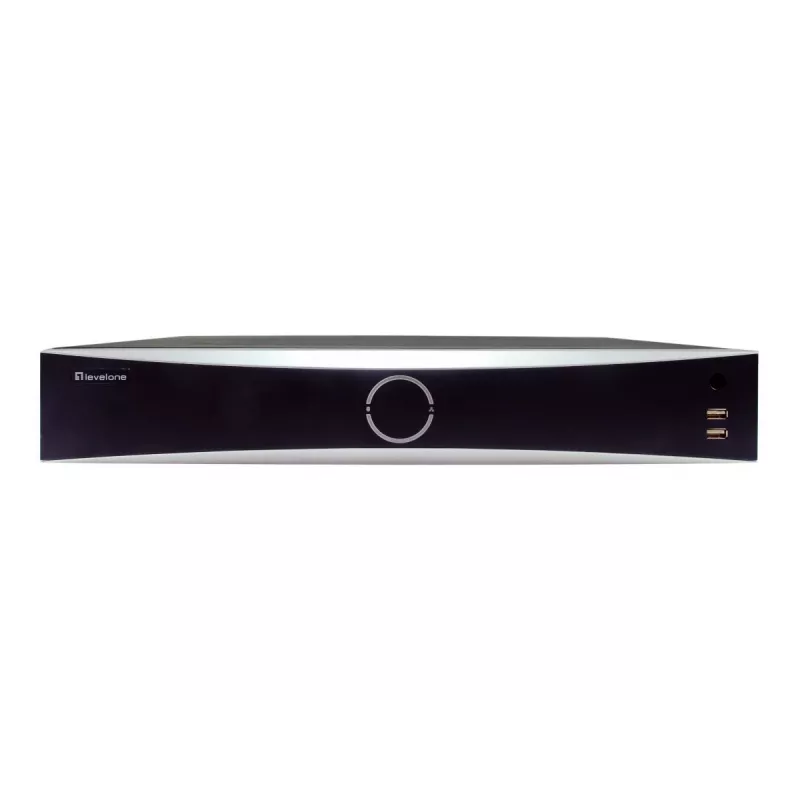 LevelOne NVR-0411 GEMINI gravador de vídeo em rede de 32 canais, 16 portas PoE (16 W/porta), 4096 x 2160, H.265, 4x HDD SATA até 10 TB, preto/cinzento