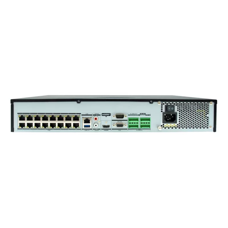 LevelOne NVR-0411 GEMINI gravador de vídeo em rede de 32 canais, 16 portas PoE (16 W/porta), 4096 x 2160, H.265, 4x HDD SATA até 10 TB, preto/cinzento