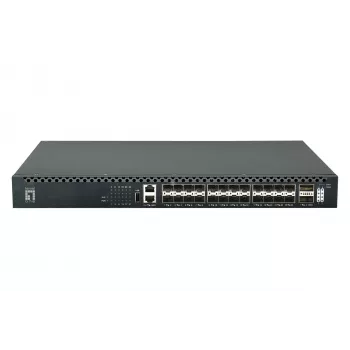Switch de fibra TOR L3 gerido LevelOne 26 portas, 24x 1/10GbE SFP+, 2x 40/100GbE QSFP28, fonte de alimentação redundante hot-swap