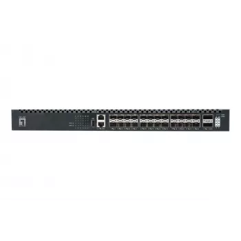 Switch de fibra TOR L3 gerido LevelOne 26 portas, 24x 1/10GbE SFP+, 2x 40/100GbE QSFP28, fonte de alimentação redundante hot-swap