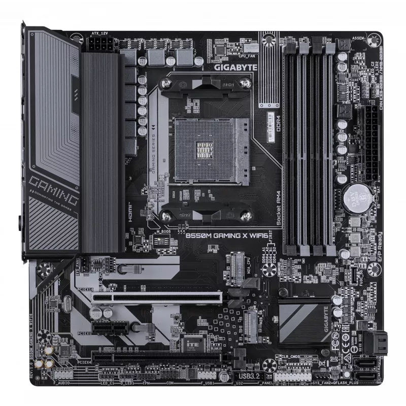 Placa-mãe GIGABYTE B550M GAMING X WIFI6 - CPUs AMD Ryzen 5000, VRM 5+3 fases, até 3200 MHz DDR4, 1xPCIe 4.0 + 1xPCIe 3.0 M.2, Wi-Fi 6, 1GbE LAN, USB 3.2 Gen 1