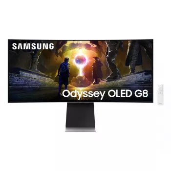 Monitor de computador Samsung G85SD 86,4 cm (34 polegadas) 3440 x 1440 píxeis UltraWide Quad HD OLED prateado