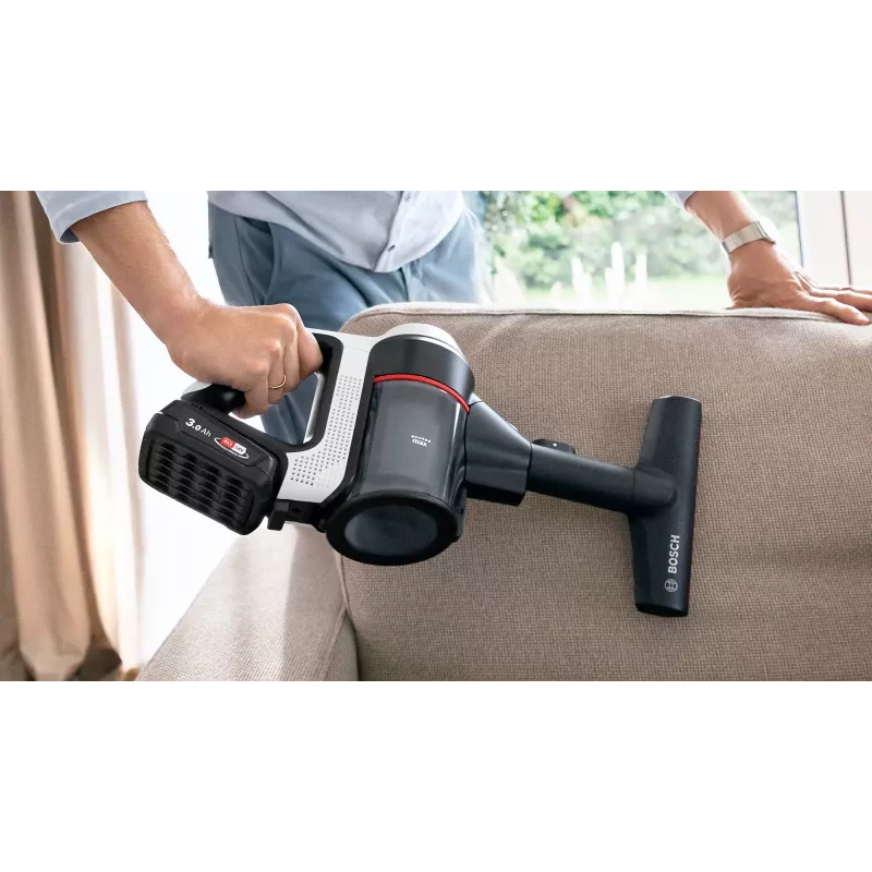 Aspirador vertical/vassoura elétrica Bosch BSS711W bateria seco sem saco 0,3 l preto, prateado, branco