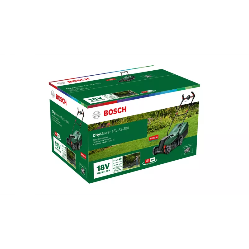 Corta-relvas manual Bosch City Mower 18V-32 bateria preto, verde