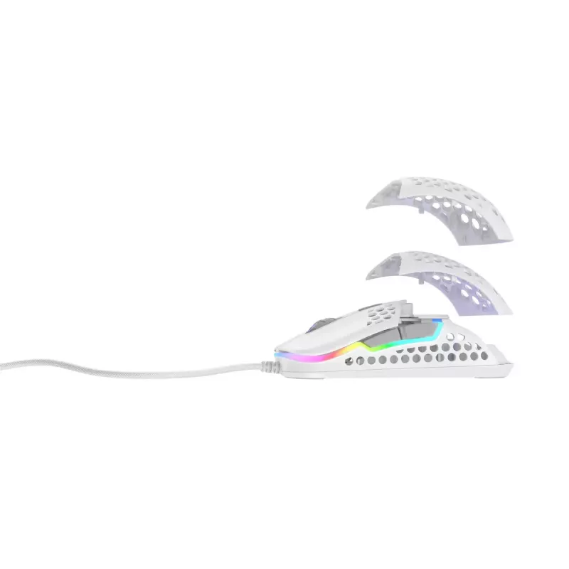 Rato gaming ambidestro XTRFY M42 – sensor ótico, 16.000 DPI, USB Type-A, branco, RGB