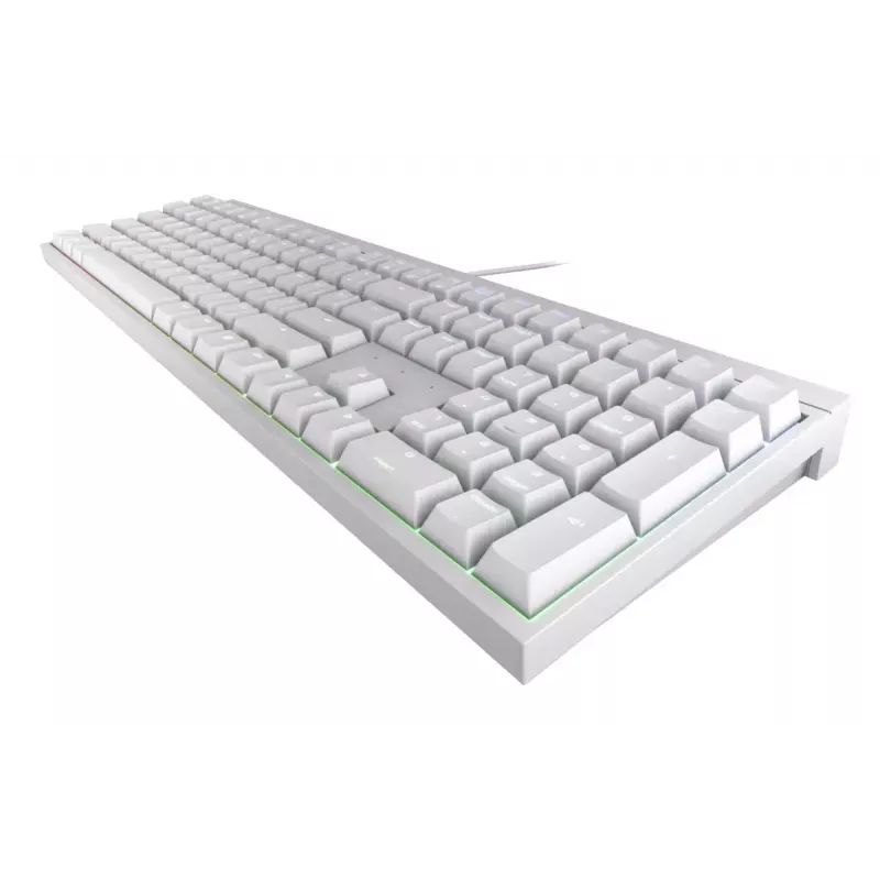 Teclado gaming mecânico com fios Cherry MX 2.0S — full-size (100 %), layout QWERTZ alemão, retroiluminação RGB, USB, branco