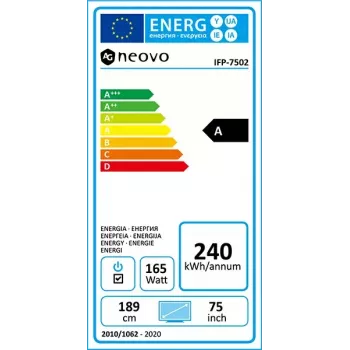 Ecrã interativo plano AG Neovo IFP-7502 189,2 cm (74,5
