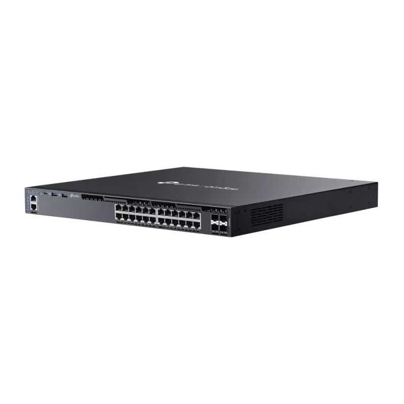 Switch gerido TP-Link Omada 24 portas Gigabit empilhável L3 com PoE+ e 4 slots 10G
