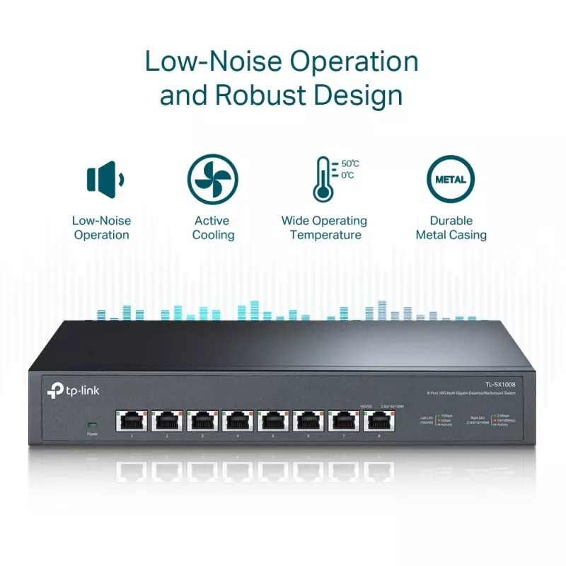 Switch não gerido TP-Link TL-SX1008 8 portas 10G para secretária/rack
