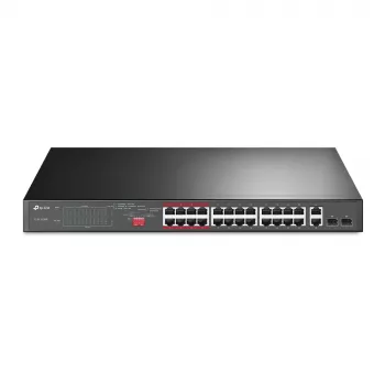 Switch não gerido TP-Link 24 portas 10/100Mbps + 2 portas Gigabit PoE+