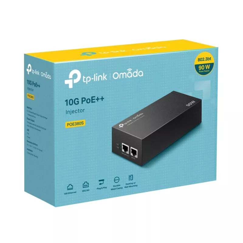 Injetor PoE TP-Link Omada POE380S 10 Gigabit Ethernet 100-240V preto
