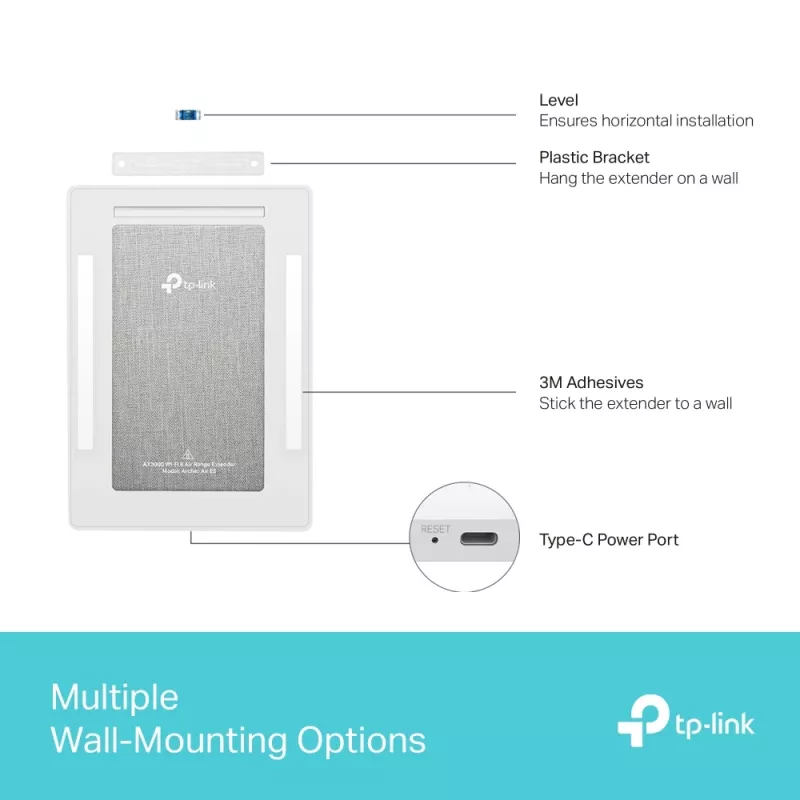 Extensor de alcance Wi-Fi 6 Air Dual-Band TP-Link Archer AX3000, repetidor de rede, 2976 Mbit/s, branco, parede, FCC, RoHS, 12 V