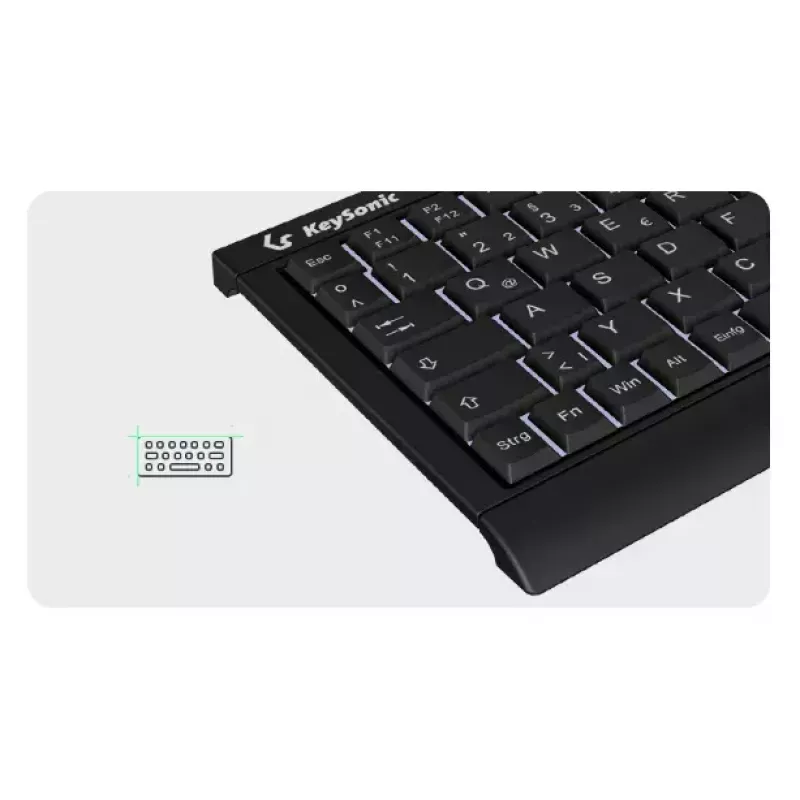 Teclado doméstico KeySonic KSK-3011ELC (DE) USB QWERTZ alemão preto