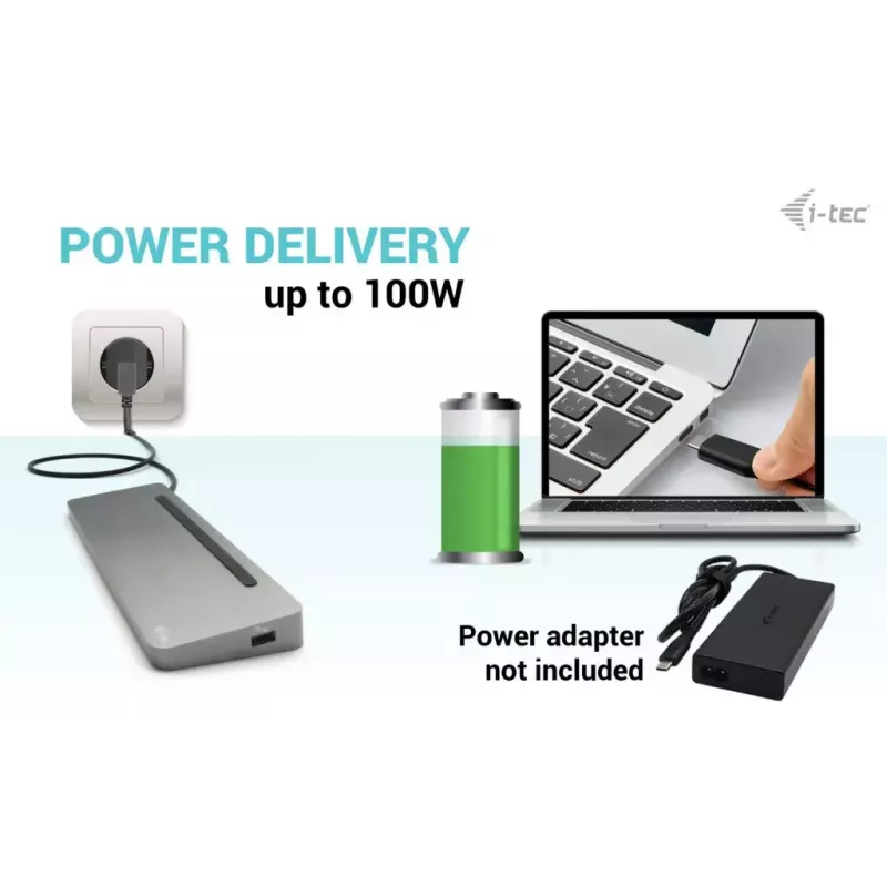 i-tec USB-C Metal Estação de acoplamento ergonómica 3x 4K + Power Delivery 100 W