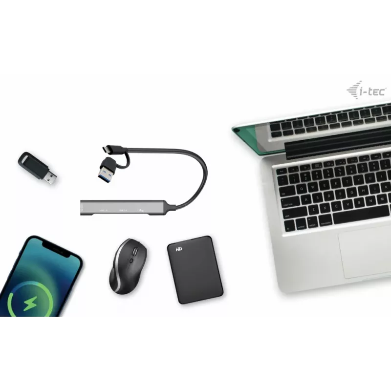 i-tec USB-C/USB-A HUB de metal 1x USB 3.0 + 3x USB 2.0